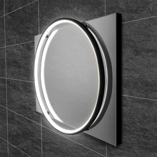Load image into Gallery viewer, 50cm Solas Round Illuminated Bathroom Mirror, Horizontal or Vertical - Black