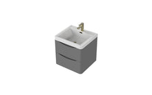 Load image into Gallery viewer, Aragon 600mm Wall Hung 2 Drawer Bathroom Vanity Unit with Basin - Dust Grey