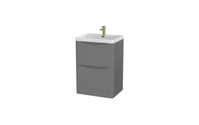 Load image into Gallery viewer, Aragon 600mm Bathroom Floor Cabinet with Basin. 2 Drawer Soft Close - Dust Grey