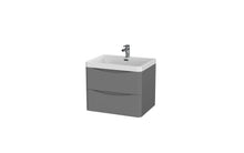 Load image into Gallery viewer, Aragon 600mm Wall Hung 2 Drawer Bathroom Vanity Unit with Basin - Dust Grey