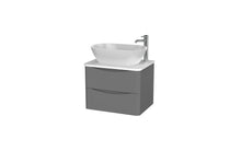 Load image into Gallery viewer, Aragon 600mm Wall Hung 2 Drawer Bathroom Vanity Unit with Counter Top - Dust Grey