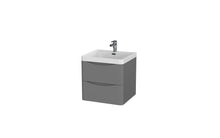 Load image into Gallery viewer, Aragon 500mm Wall Hung 2 Drawer Bathroom Vanity Unit with Basin - Dust Grey