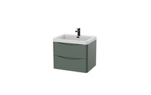 Load image into Gallery viewer, Aragon 600mm Wall Hung 2 Drawer Bathroom Vanity Unit with Basin - Emerald Green