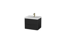Load image into Gallery viewer, Aragon 600mm Wall Hung 2 Drawer Bathroom Vanity Unit with Basin - Matt Black