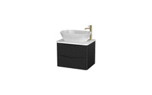 Load image into Gallery viewer, Aragon 600mm Wall Hung 2 Drawer Bathroom Vanity Unit with Counter Top - Matt Black