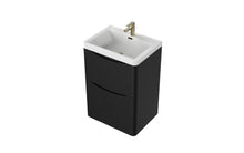 Load image into Gallery viewer, Aragon 600mm Bathroom Floor Cabinet with Basin. 2 Drawer Soft Close - Matt Black