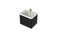 Load image into Gallery viewer, Aragon 600mm Wall Hung 2 Drawer Bathroom Vanity Unit with Basin - Matt Black