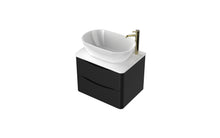 Load image into Gallery viewer, Aragon 600mm Wall Hung 2 Drawer Bathroom Vanity Unit with Counter Top - Matt Black