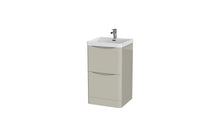 Load image into Gallery viewer, Aragon 500mm Floor Standing 2 Drawer Bathroom Vanity Unit with Basin - Mushroom Cream Gloss