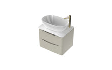 Load image into Gallery viewer, Aragon 600mm Wall Hung 2 Drawer Bathroom Vanity Unit with Counter Top - Mushroom Cream Gloss