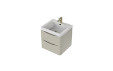Load image into Gallery viewer, Aragon 500mm Wall Hung 2 Drawer Bathroom Vanity Unit with Basin - Mushroom Cream Gloss