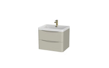 Load image into Gallery viewer, Aragon 600mm Wall Hung 2 Drawer Bathroom Vanity Unit with Basin - Mushroom Cream Gloss