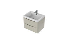 Load image into Gallery viewer, Aragon 600mm Wall Hung 2 Drawer Bathroom Vanity Unit with Basin - Mushroom Cream Gloss
