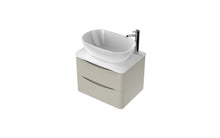 Load image into Gallery viewer, Aragon 600mm Wall Hung 2 Drawer Bathroom Vanity Unit with Counter Top - Mushroom Cream Gloss
