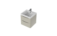 Load image into Gallery viewer, Aragon 500mm Wall Hung 2 Drawer Bathroom Vanity Unit with Basin - Mushroom Cream Gloss