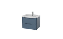 Load image into Gallery viewer, Aragon 600mm Wall Hung 2 Drawer Bathroom Vanity Unit with Basin - Heritage Blue