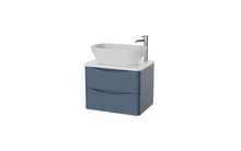 Load image into Gallery viewer, Aragon 600mm Wall Hung 2 Drawer Bathroom Vanity Unit with Counter Top - Heritage Blue