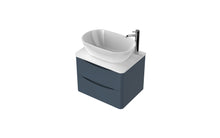 Load image into Gallery viewer, Aragon 600mm Wall Hung 2 Drawer Bathroom Vanity Unit with Counter Top - Heritage Blue