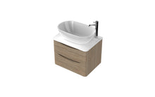 Load image into Gallery viewer, Aragon 600mm Wall Hung 2 Drawer Bathroom Vanity Unit with Counter Top - Driftwood Oak