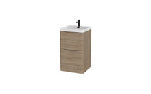Load image into Gallery viewer, Aragon 500mm Floor Standing 2 Drawer Bathroom Vanity Unit with Basin - Driftwood Oak