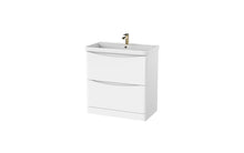 Load image into Gallery viewer, Aragon-Ceramic 800mm Bathroom Floor Cabinet 2 Draw Soft Close, Ceramic Basin - White Gloss