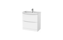 Load image into Gallery viewer, Aragon-Ceramic 800mm Bathroom Floor Cabinet 2 Draw Soft Close, Ceramic Basin - White Gloss