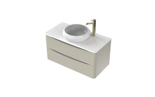 Load image into Gallery viewer, Aragon 900mm Wall Hung 2 Drawer Bathroom Vanity Unit with White Counter - Mushroom Gloss