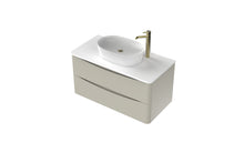 Load image into Gallery viewer, Aragon 900mm Wall Hung 2 Drawer Bathroom Vanity Unit with White Counter - Mushroom Gloss