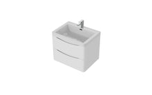 Load image into Gallery viewer, Aragon 600mm Wall Hung 2 Drawer Bathroom Vanity unit with Basin - Matt White