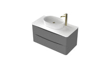 Load image into Gallery viewer, Aragon 900mm Wall Hung 2 Drawer Bathroom Vanity Unit with White Counter - Dust Grey