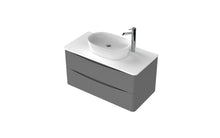 Load image into Gallery viewer, Aragon 900mm Wall Hung 2 Drawer Bathroom Vanity Unit with White Counter - Dust Grey