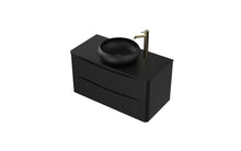 Load image into Gallery viewer, Aragon 900mm Wall Hung 2 Drawer Bathroom Vanity Unit with Black Counter - Matt Black