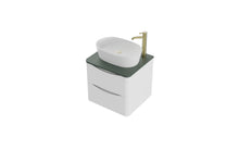 Load image into Gallery viewer, Aragon 600mm Wall Hung 2 Drawer Bathroom Vanity unit Emerald Green Countertop - Matt White