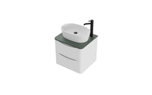Load image into Gallery viewer, Aragon 600mm Wall Hung 2 Drawer Bathroom Vanity unit Emerald Green Countertop - Matt White