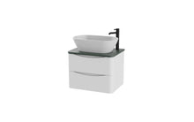 Load image into Gallery viewer, Aragon 600mm Wall Hung 2 Drawer Bathroom Vanity unit Emerald Green Countertop - Matt White
