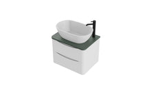 Load image into Gallery viewer, Aragon 600mm Wall Hung 2 Drawer Bathroom Vanity unit Emerald Green Countertop - Matt White