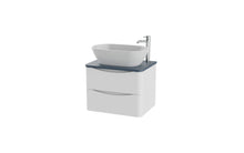 Load image into Gallery viewer, Aragon 600mm Wall Hung 2 Drawer Bathroom Vanity unit Heritage Blue Countertop - Matt White
