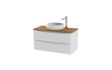 Load image into Gallery viewer, Aragon 900mm Wall Hung 2 Drawer Bathroom Vanity unit Driftwood Oak Countertop - Gloss White