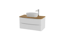 Load image into Gallery viewer, Aragon 900mm Wall Hung 2 Drawer Bathroom Vanity unit Driftwood Oak Countertop - Gloss White