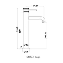 Load image into Gallery viewer, Desire Bathroom Knurled Tall Mono Bowl Mixer Taps - Gunmetal