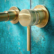 Load image into Gallery viewer, Desire Bathroom Knurled Wall Mounted Basin or Bath Taps - Brushed Brass