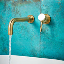 Load image into Gallery viewer, Desire Bathroom Knurled Wall Mounted Basin or Bath Taps - Brushed Brass