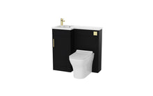 Load image into Gallery viewer, Complete Combination Set: Corsica 900mm L Shape Furniture Pack Bathroom Unit, Basin, Style BTW Pan, Cistern Pack, Chrome Tap - Matt Black