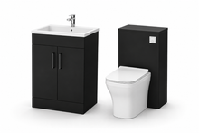 Load image into Gallery viewer, Corsica Plus - 600mm/ 500mm WC Complete Set 2 Door Bathroom Floor Vanity Unit & Basin - Matt Black