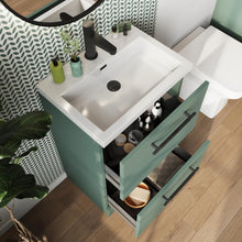 Load image into Gallery viewer, Muro Plus 500 Floorstanding 2 Drawer Shallow (355mm) Floor Vanity Unit with Basin - Green