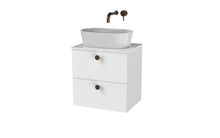 Load image into Gallery viewer, Haro 500mm Wall Hung 2 Drawer Bathroom Vanity Unit with Concrete Counter Top - Gloss White (Copy)