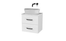 Load image into Gallery viewer, Haro 500mm Wall Hung 2 Drawer Bathroom Vanity Unit with Concrete Counter Top - Gloss White (Copy)