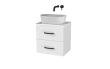 Load image into Gallery viewer, Haro 500mm Wall Hung 2 Drawer Bathroom Vanity Unit with White Counter Top - Gloss White