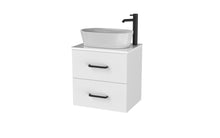 Load image into Gallery viewer, Haro 500mm Wall Hung 2 Drawer Bathroom Vanity Unit with Concrete Counter Top - Gloss White (Copy)
