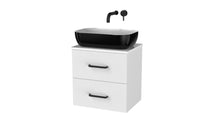Load image into Gallery viewer, Haro 500mm Wall Hung 2 Drawer Bathroom Vanity Unit with White Counter Top - Gloss White